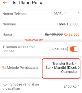 Cara Bayar Shopee Lewat Livin Mandiri (MBanking)