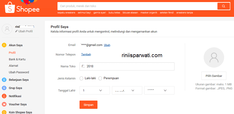 menghapus akun shopee