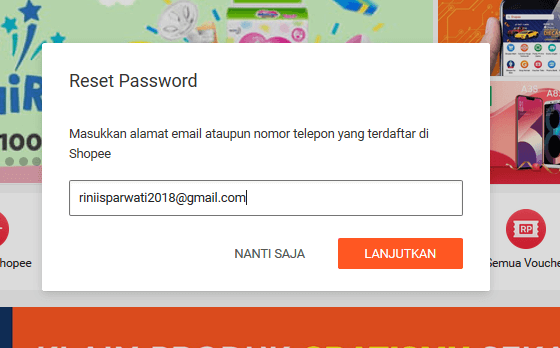 cara mengatasi lupa password di shopee