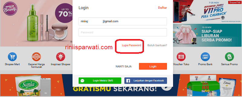 lupa password shopee