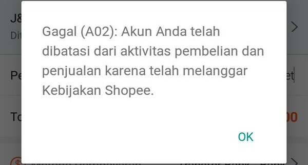 penyebab gagal check out di shopee