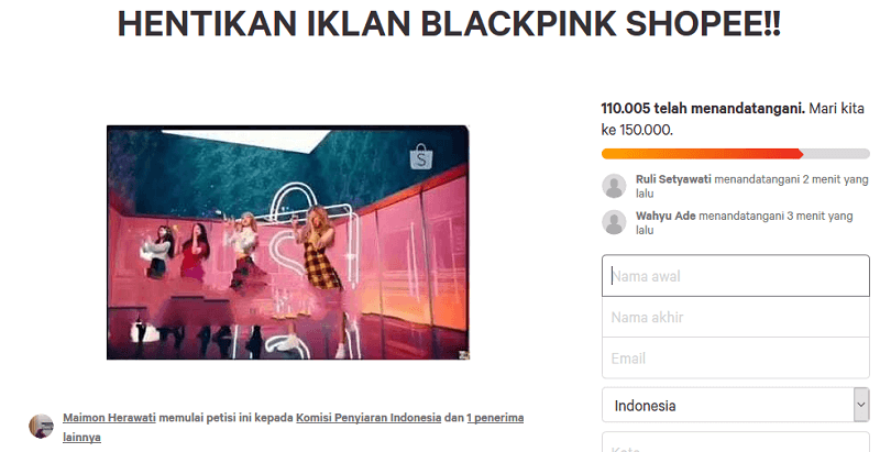 hentikan iklan blackpink shopee