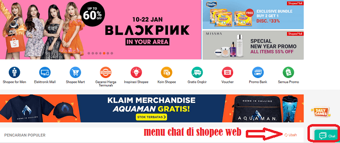 cara menghubungi penjual di shopee