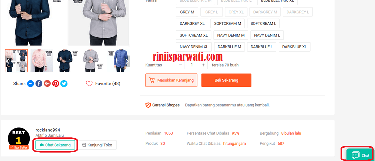 live chat dengan penjual shopee