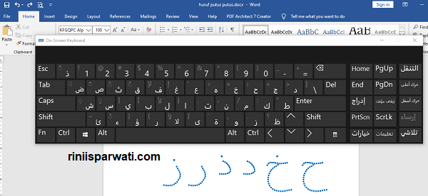 arabic keyboard di word