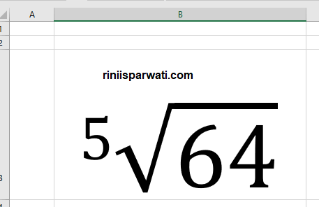 akar pangkat 5 pada micorosft excel