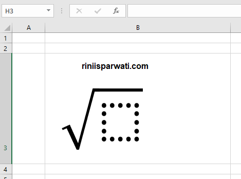 atur ukuran simbol akar pada ms excel