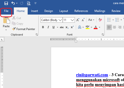 tab file di microsoft word