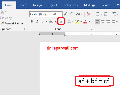 Fungsi Superscript Pada Microsoft Word, Excel dan Power Point