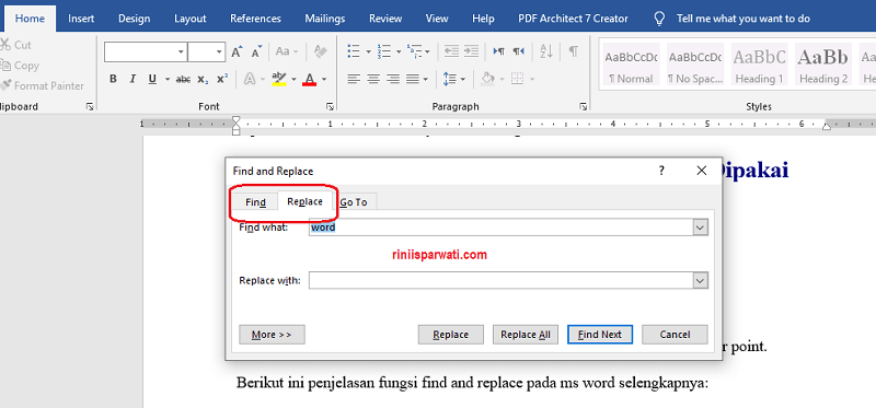 Cara Find And Replace Di Word Riset 0506