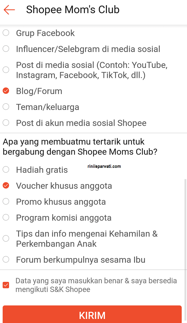 cara daftar jadi member shopee moms club lewat aplikasi