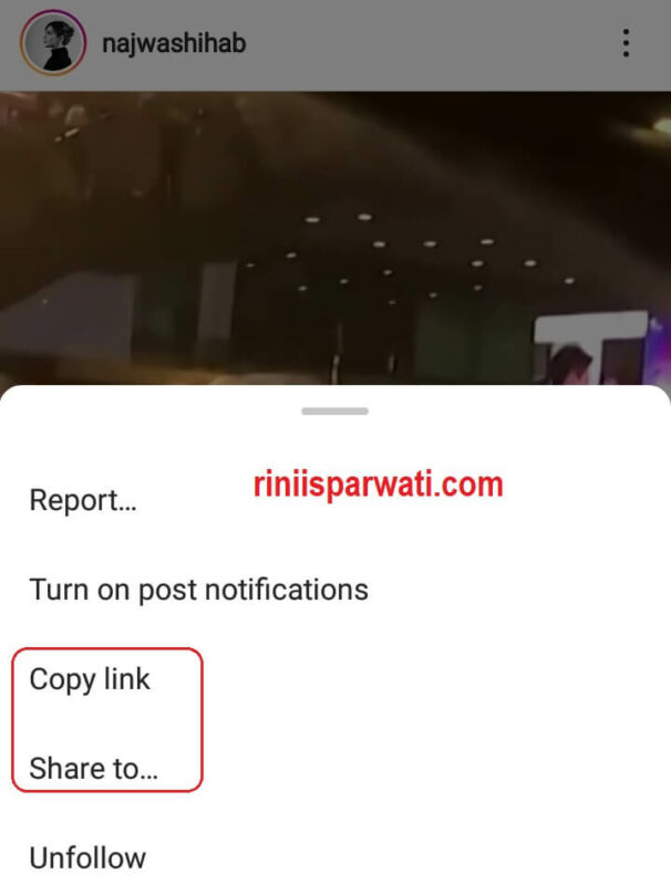 cara menyalin link video di instagram