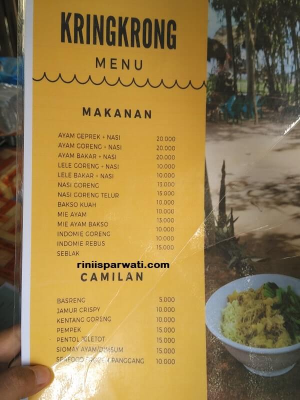 daftar harga menu makanana di kring krong pringsewu lampung